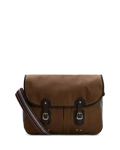 Barbour X Paul Smith Waxed Cotton Tarras Crossbody Bag In Brown