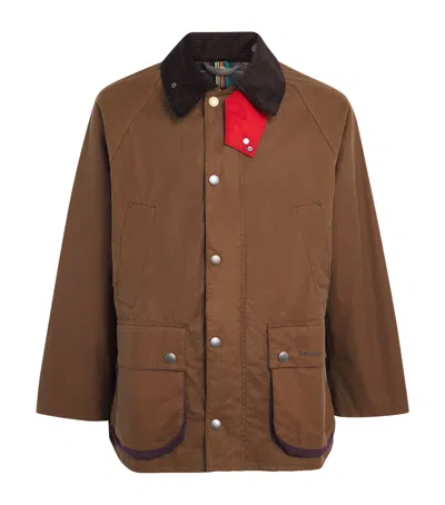 Barbour X Paul Smith Waxed Oversized Bedale Jacket In Brown
