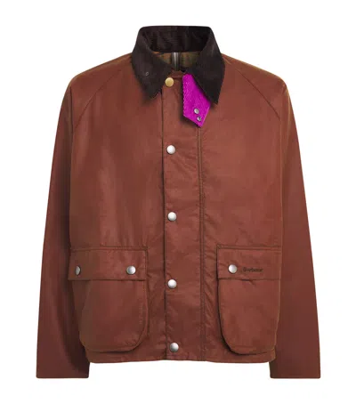 Barbour X Paul Smith Waxed Transport Windowpane Jacket In Brown