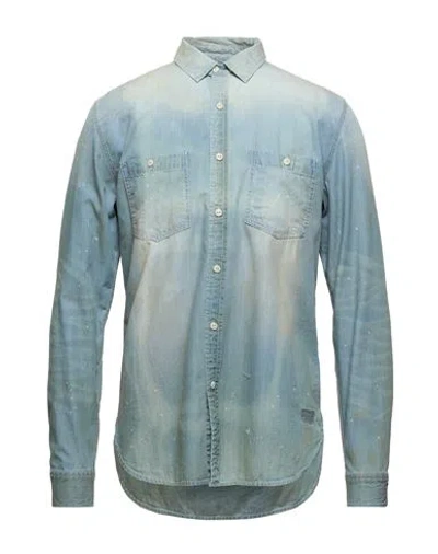Barbour X Triumph Man Denim Shirt Blue Size M Cotton