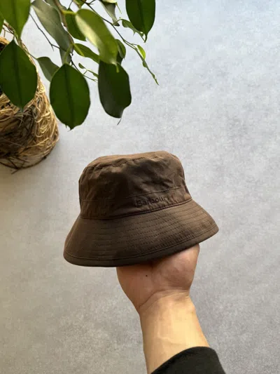 Pre-owned Barbour X Vintage Barbour Waxed Bucket Hat In Brown