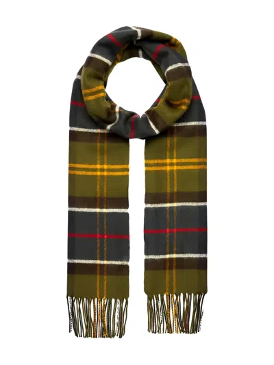 Barbour Yaxley Tartan Fringed Scarf In Green