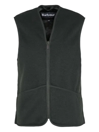 Barbour Zip-front Pocket Fleece Vest In Green