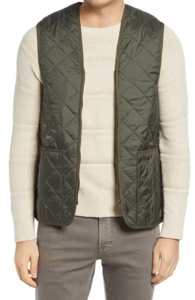 Barbour Zip Line Quilted Vest In Green