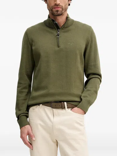 Barbour Zip Neck Sweater In Green
