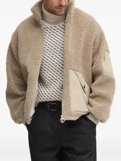 Barbour Zip-up Fleece Jacket In Neutral