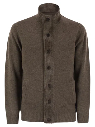 Barbour Zip-up Jumper Patch In Brown