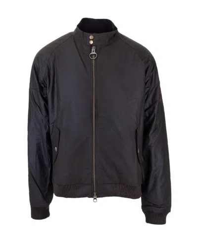 Barbour Zipped Bomber Jacket In Black