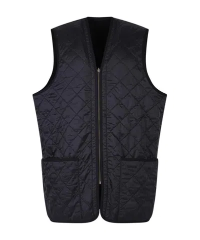 Barbour Zipper Quilted Casual Jacket In Black