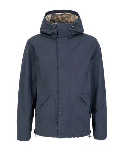 Barbour Zippered Hooded Raincoat In Black