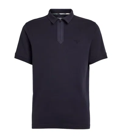 Barbour Zip-up Crackehall Polo Shirt In Blue