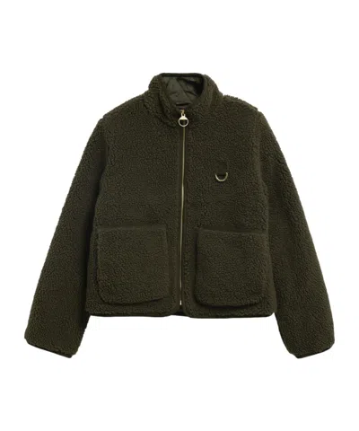 Barbour Zipup Highneck Teddy Fleece Jacket In Green