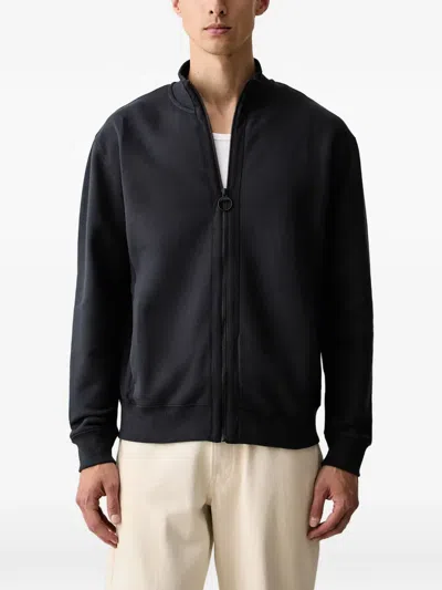 Barbour Zip-up Ribbed-trim Sweater In Black