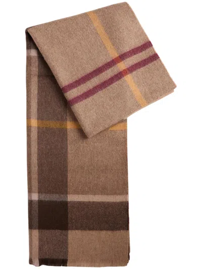 Barbour -style Lambswool Scarf For Women In Beige