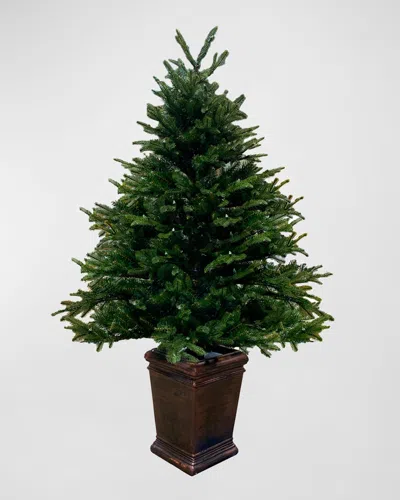 Barcana 4.5' Alaskan Deluxe Fir Pre-lit Christmas Tree In Tree Pot In Green