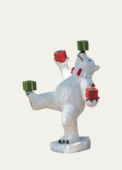 Barcana 47" Playful Polar Bear With Snowball In White