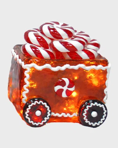 Barcana Illuminated Gingerbread Peppermint Candy Freight Car Indoor/outdoor Christmas Decoration In Red