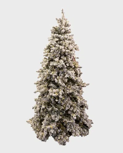 Barcana Snowy Royal Majestic Pine Pre-lit Christmas Tree W/ Cluster Warm White Led Lights, 9' In Green