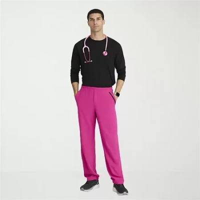 Barco One 0217 Amplify 7-pocket Zip-fly Mens Tag Free Stretch Fabric Moisture Wicking Scrub Pant In Pink