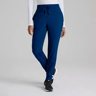 Barco One Bop513 Boost 3-pocket Mid-rise Jogger Womens Petite Scrub Pant In Blue