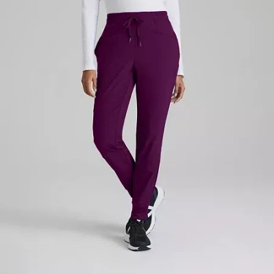 Barco One Bop513 Boost 3-pocket Mid-rise Jogger Womens Petite Scrub Pant In Purple