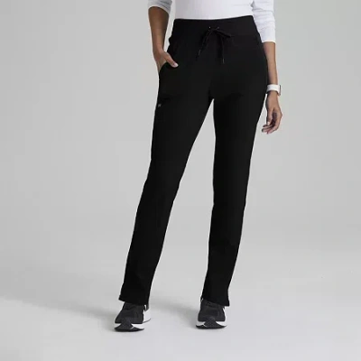 Barco One Bop597 Uplift 5-pocket Mid-rise Tapered Leg Womens Plus Tall Moisture Wicking Scrub Pant In Black