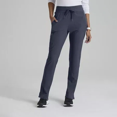 Barco One Bop597 Uplift 5-pocket Mid-rise Tapered Leg Womens Plus Tall Moisture Wicking Scrub Pant In Gray