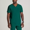 Barco One Bot195 Velocity 2-pocket Mens Big And Tall V Neck Short Sleeve Wrinkle Resistant Scrub Top In Green