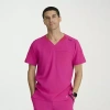 Barco One Bot195 Velocity 2-pocket Mens Big And Tall V Neck Short Sleeve Wrinkle Resistant Scrub Top In Pink