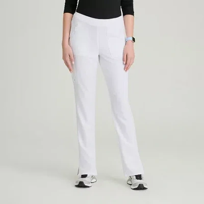 Barco Unify Bup601 Purpose 5-pocket High-rise Slim Leg Womens Petite Stretch Fabric Moisture Wicking Scrub Pant In White
