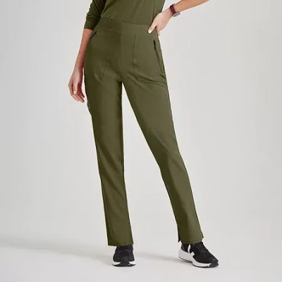 Barco Unify Bup601 Purpose 5-pocket High-rise Slim Leg Womens Plus Tall Stretch Fabric Moisture Wicking Scrub Pa In Green