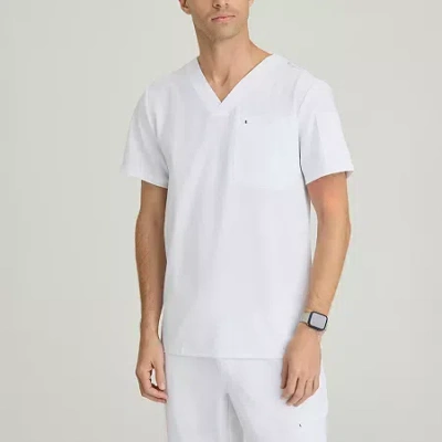 Barco Unify But153 Rally 3-pocket Mens Big And Tall V Neck Short Sleeve Stretch Fabric Moisture Wicking Wrinkle  In White