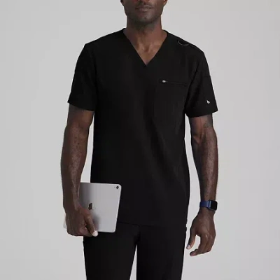 Barco Unify But153 Rally 3-pocket Mens V Neck Short Sleeve Stretch Fabric Moisture Wicking Wrinkle Resistant Scr In Black