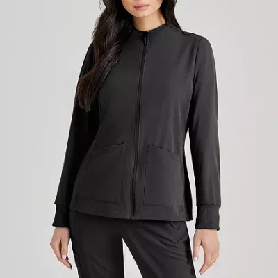 Barco Unify Buw884 Team 3- Pocket Funnel Collar Warm-up Womens Stretch Fabric Moisture Wicking Wrinkle Resistant In Black