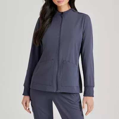 Barco Unify Buw884 Team 3- Pocket Funnel Collar Warm-up Womens Stretch Fabric Moisture Wicking Wrinkle Resistant In Gray