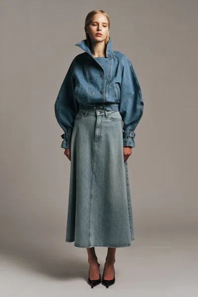 Bardot 030 Denim Midi Skirt In Blue