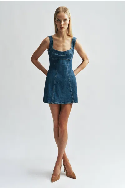 Bardot 030 Denim Mini Dress In Blue
