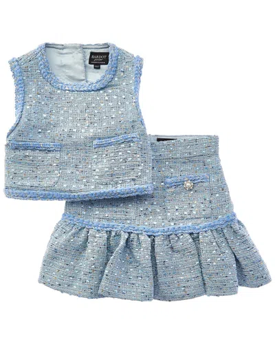 Bardot Kids' 2pc Jayde Boucle Top & Skirt Set In Blue