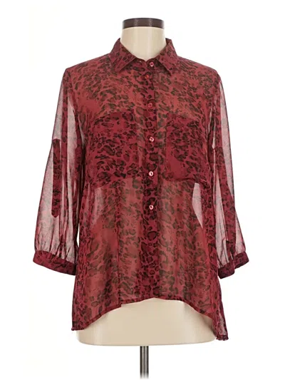 Pre-owned Bardot 3/4 Sleeve Blouse In Burgundy