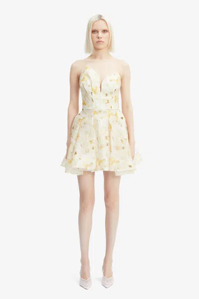 Bardot Abrielle Printed Mini Dress In Yellow Flr