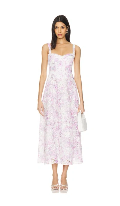 Bardot Adaline Broderie Midi Dress In 花卉水彩印花