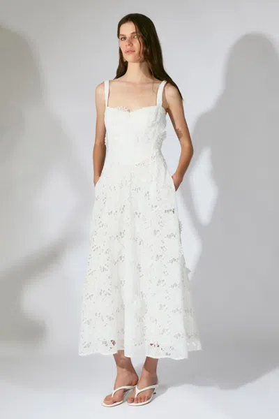 Bardot Adaline Broderie Midi Dress In White