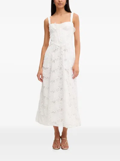 Bardot Adaline Floral-lace Midi Dress In White