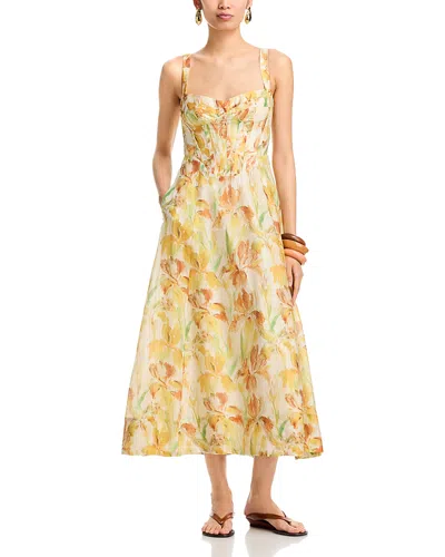Bardot Adaline Printed Midi Dress In Yellow