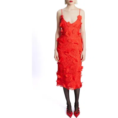 Bardot Adei Lace Midi Dress In Red