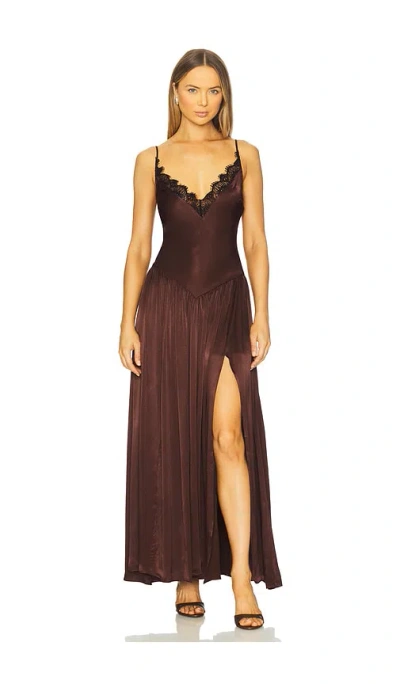 Bardot Aderia Lace Detail Maxi Dress In Brown