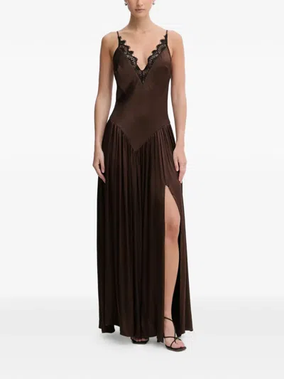 Bardot Aderia Lace Detail Maxi Dress In Brown