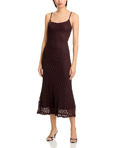 Bardot Adoni Floral Embroidered Mesh Slipdress In Brown