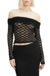 Bardot Adoni Embroidered Sheer Mesh Crop Top In Black