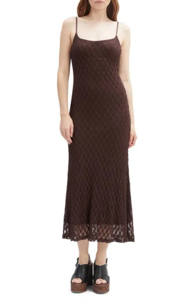 Bardot Adoni Floral Embroidered Mesh Slipdress In Brown